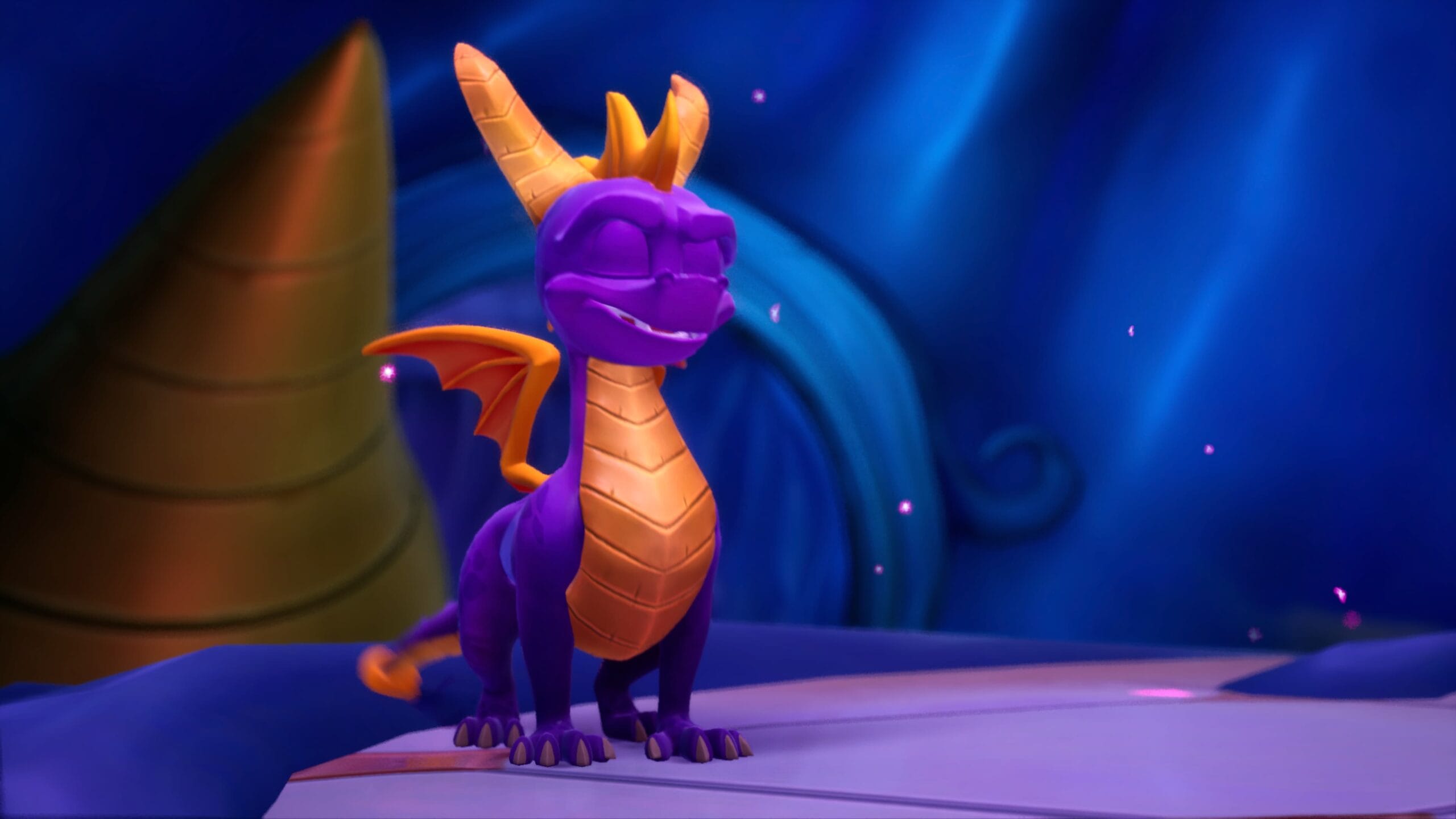 Este pequeño dragón violeta y socarrón vive para siempre en nuestro corazoncito gamer
